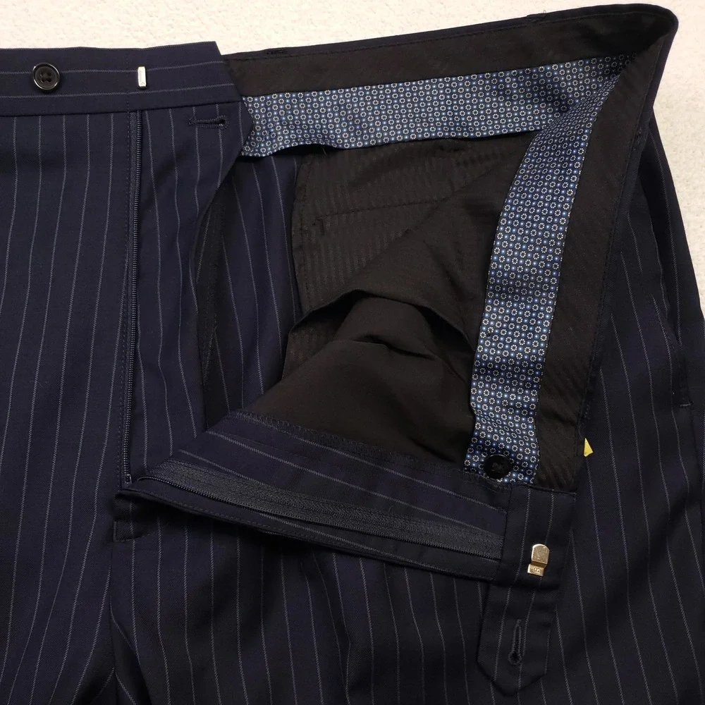 Ralph Ralph Lauren Suit Men 50L 46R Navy Blue Pinstripe Wool Blend Two Piece Set